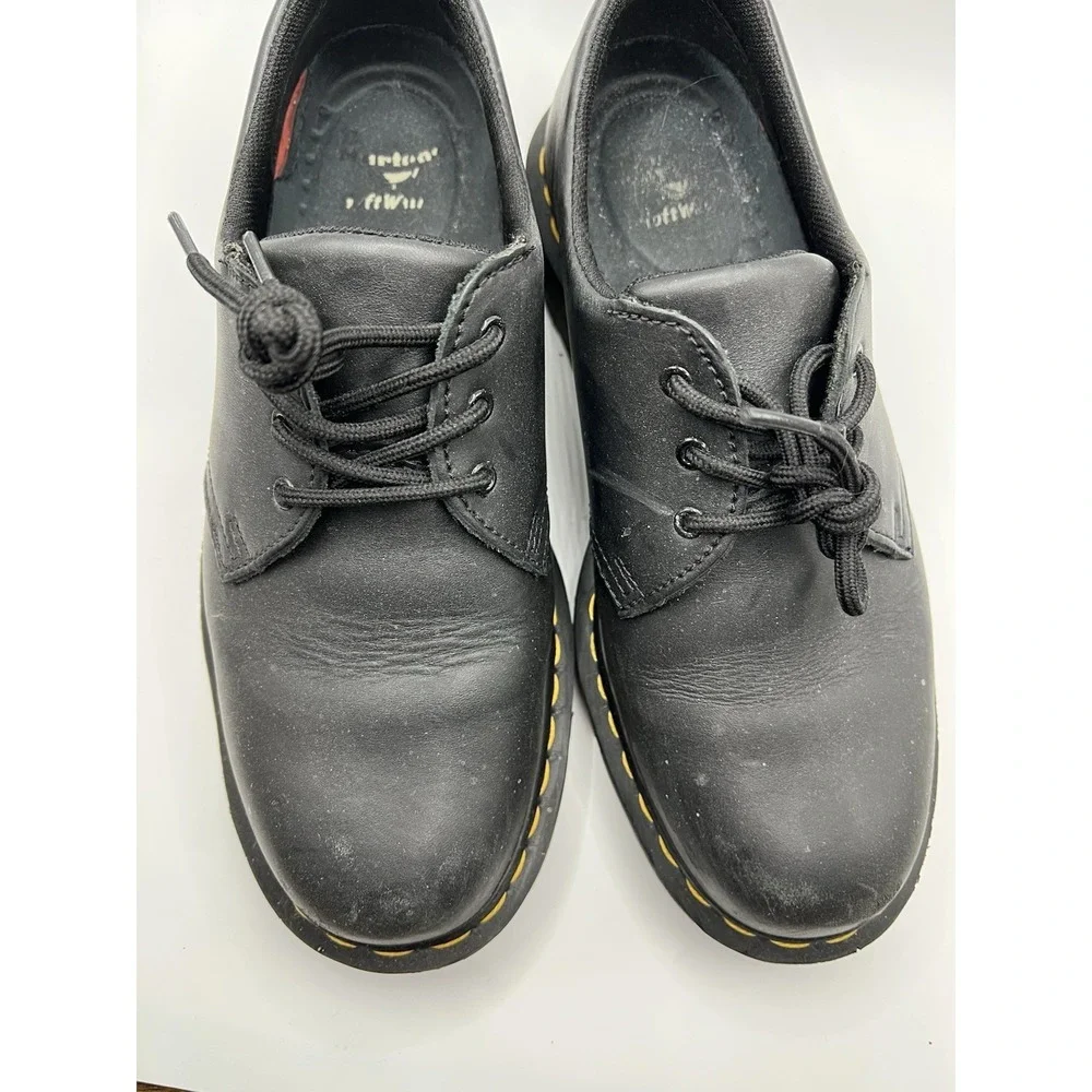 Dr. Martens P0432 Black Leather Safety Shoes Steel Toe Men's US 9 EU 42